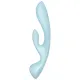 Двосторонній вібратор-кролик Satisfyer Triple Oh Light Blue, 3 мотори, руків’я-масажер