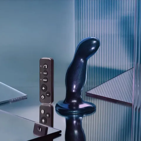 Дилдо з вібрацією Strap-On-Me FINGERING & VIBRATING DILDO - M - BLUE, з манливим рухом