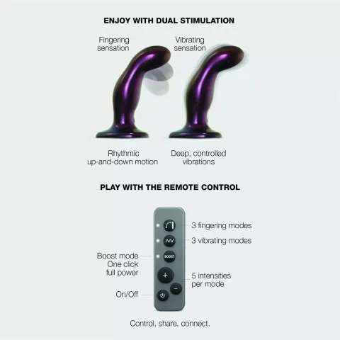 Вибрирующее дилдо Strap-on-Me FINGERING AND VIBRATING DILDO - M - PURPLE, с манящим движением