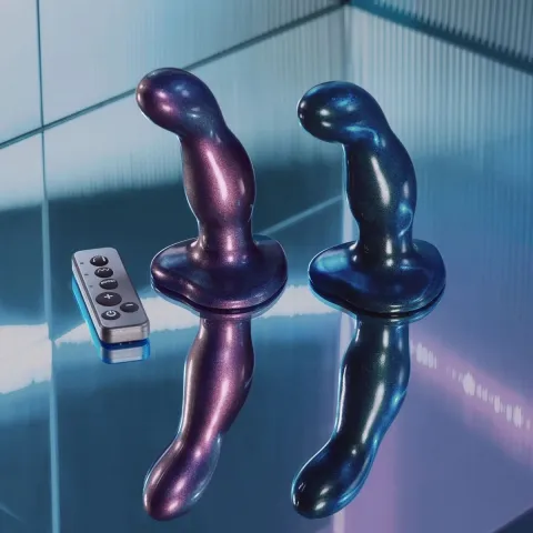 Вибрирующее дилдо Strap-on-Me FINGERING AND VIBRATING DILDO - M - PURPLE, с манящим движением
