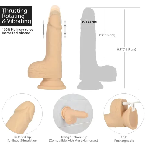 Фаллоимитатор-пульсатор Naked Addiction 6,5″ Thrusting Dong With Remote, движения вперед-назад, пульт ДУ