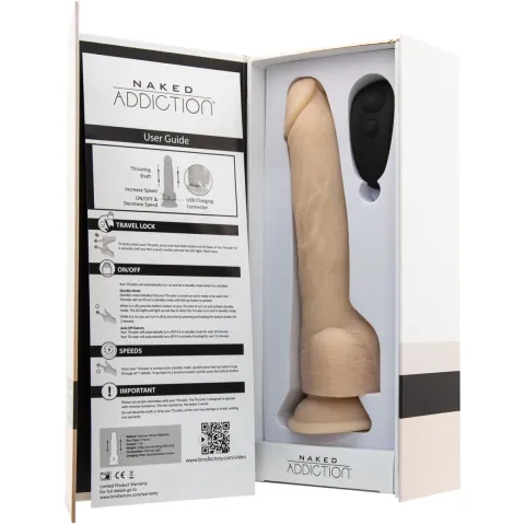 Фалоімітатор з пульсацією Naked ADDICTION Dominic 9″ Vanilla, пульт ДК, діаметр 4,2 см