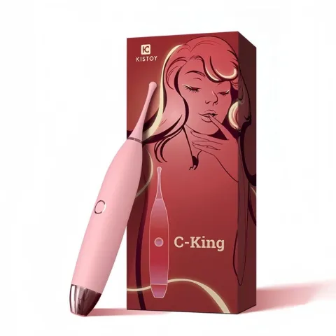 Клиторальный вибратор KISTOY C-King Pink, с двумя дополнениями. Сопла, мощная целенаправленная стимуляция