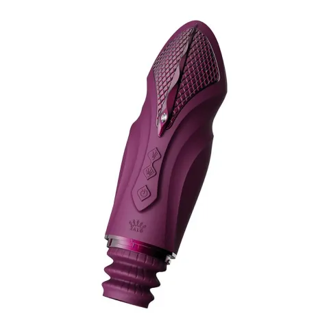 Компактна смарт секс-машина Zalo – Sesh Velvet Purple, 2 насадки, пульт ДК, кристал Swarovski
