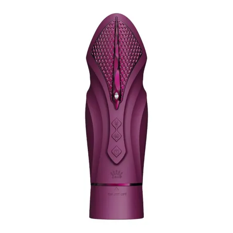 Компактна смарт секс-машина Zalo – Sesh Velvet Purple, 2 насадки, пульт ДК, кристал Swarovski