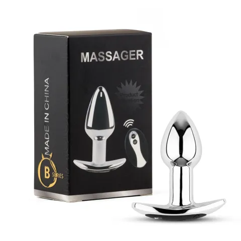 Металевий вібро-плаг - Metal Butt Plug S Vibrator USB з дистанційним керуванням