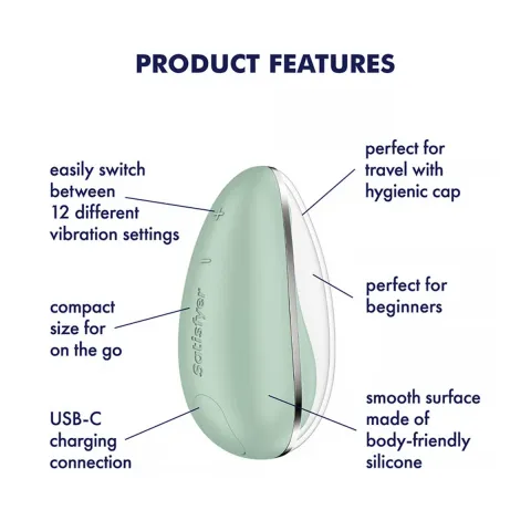М'ятний компактний вібратор краплеподібної форми Satisfyer Drop To Go, 8,5 см
