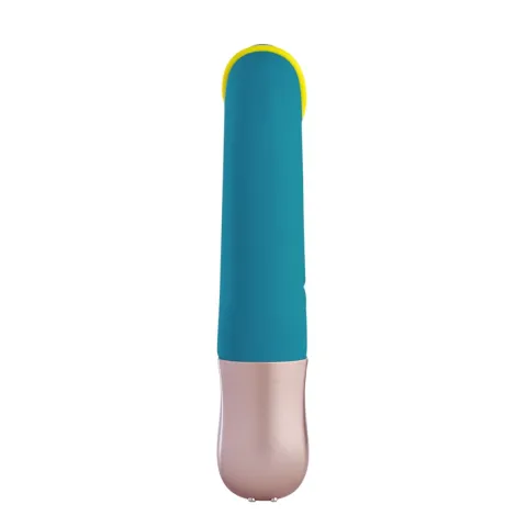 Мини-вибратор «кролик» со стимулирующей лентой Fun Factory AMORINO petrol/neon yellow, лента съемная