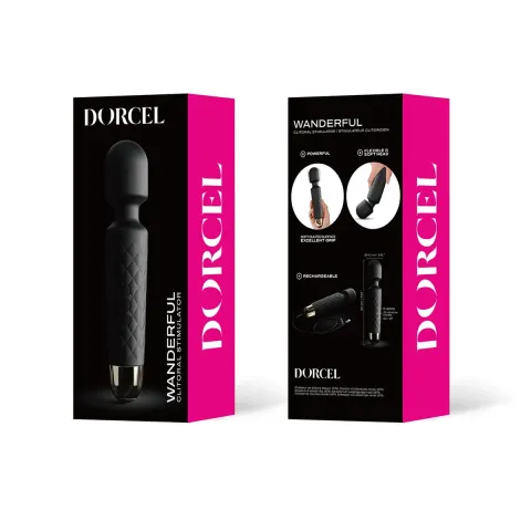 Мини-вибрационный массажер Dorcel Wand Wanderful Black мощный, водонепроницаемый, 18 режимов работы
