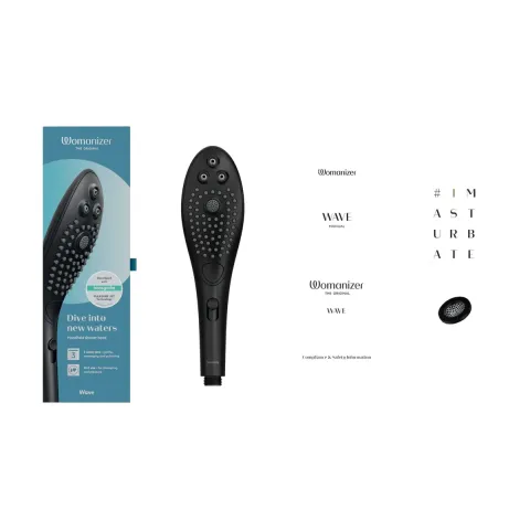Насадка-стимулятор для душа 2 в 1 Womanizer Wave Black, массажер для интимных зон