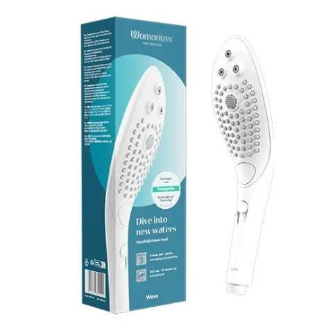 Насадка-стимулятор для душа 2 в 1 Womanizer Wave White, массажер для интимных зон