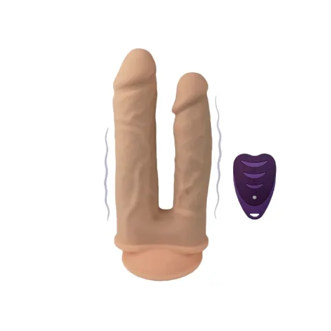 Подвійний фалоімітатор з вібрацією SilexD Double Gusto Vibro Flesh (Model 1 size 8