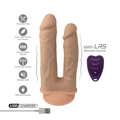 Подвійний фалоімітатор з вібрацією SilexD Double Gusto Vibro Flesh (Model 1 size 8