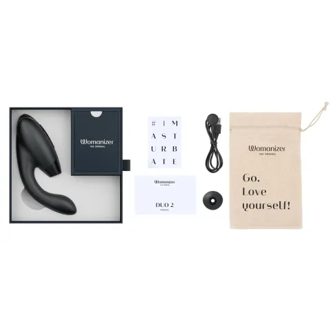 Двойной вакуумный стимулятор клитора Womanizer Duo 2 — Black, независимые моторы