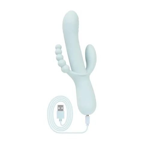 Тройной вибратор Good Vibes Only – SAGE Triple Stimulation Vibe Soft Silicone – Blue, манящее движение