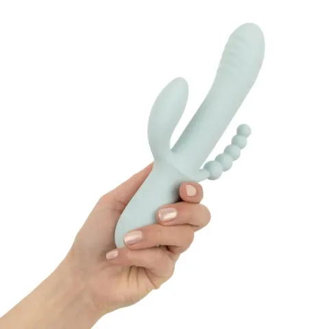 Тройной вибратор Good Vibes Only – SAGE Triple Stimulation Vibe Soft Silicone – Blue, манящее движение