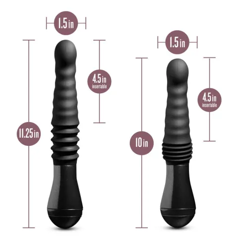 Пульсатор Blush Temptasia – Lazarus Thrusting Dildo – Black, ребристий стовбур, 3 швидкості