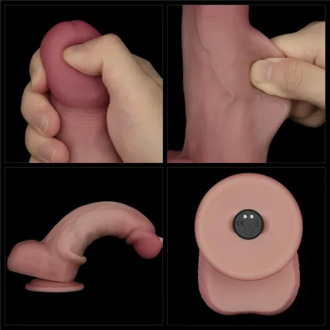Реалістичний вібратор - Vibrating Sliding Skin Pro II Dual Layer Silicone Dong 8