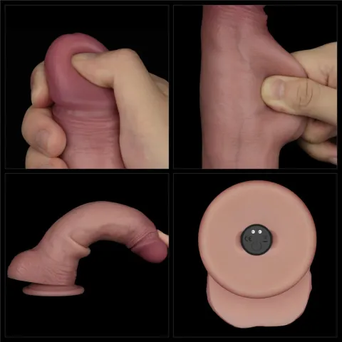 Реалістичний вібратор - Vibrating Sliding Skin Pro II Dual Layer Silicone Dong 8.5