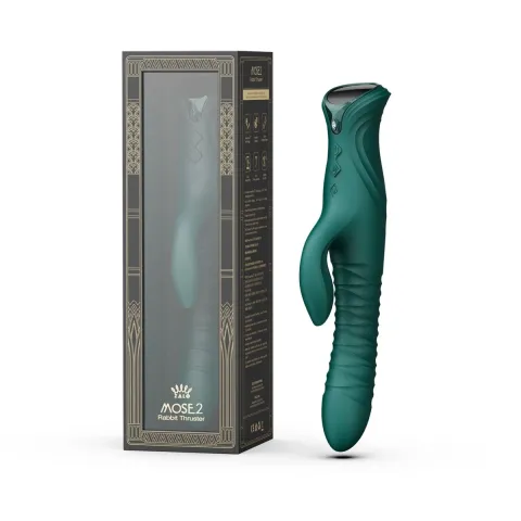 Умный пульсатор-кролик с вибрацией Zalo Mose 2 Turquoise Green, подогрев до 42 °C, кристалл Swarovski