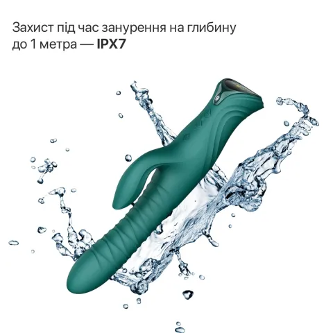 Умный пульсатор-кролик с вибрацией Zalo Mose 2 Turquoise Green, подогрев до 42 °C, кристалл Swarovski