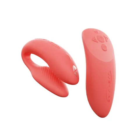 Смарт-вибратор для пар We-Vibe Chorus Crave Coral, сенсорное управление вибрациями с помощью нажатия на пульт
