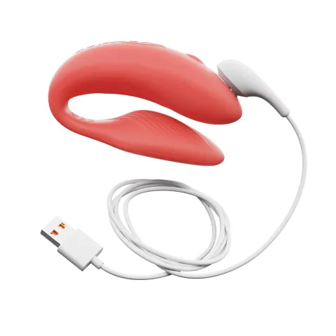 Смарт-вибратор для пар We-Vibe Chorus Crave Coral, сенсорное управление вибрациями с помощью нажатия на пульт