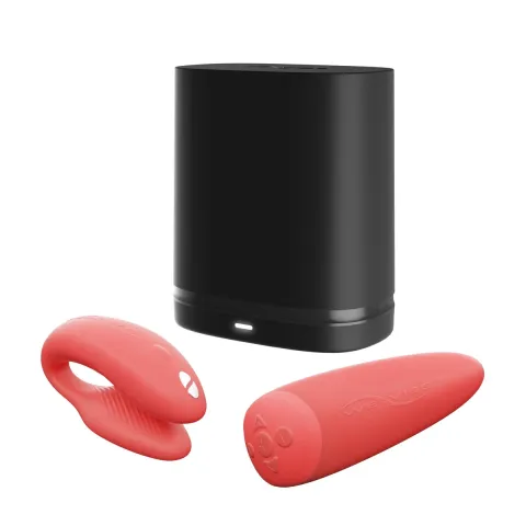 Смарт-вибратор для пар We-Vibe Chorus Crave Coral, сенсорное управление вибрациями с помощью нажатия на пульт
