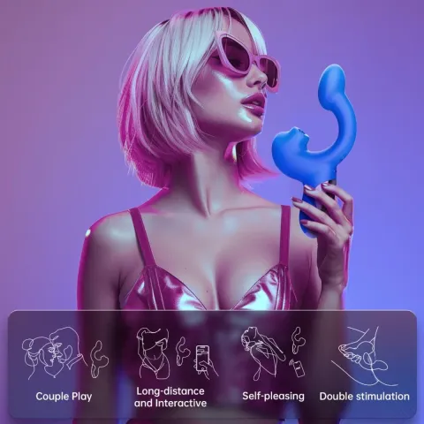 Смарт-вибратор Magic Motion Ponder Blue, двойная стимуляция, виброяйцо + язычок для клитора