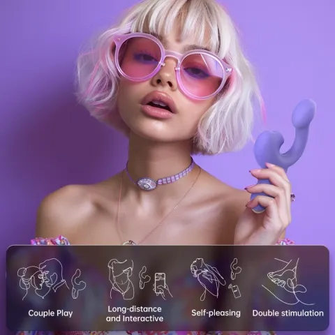 Смарт-вибратор Magic Motion Ponder Purple, двойная стимуляция, виброяйцо + язычок для клитора