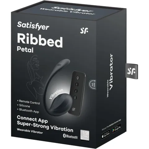 Смарт-віброяйце Satisfyer Ribbed Petal Connect App Black, керування зі смартфона, пульт ДК