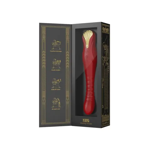 Смарт-вибратор-пульсатор Zalo — King Wine Red, кристалл Swarovski