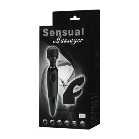 Универсальный массажер с насадкой — Sensual Massager, черный