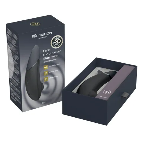 Вакуумный стимулятор клитора Womanizer Next Black, 3D Pleasure Air, 14 уровней интенсивности