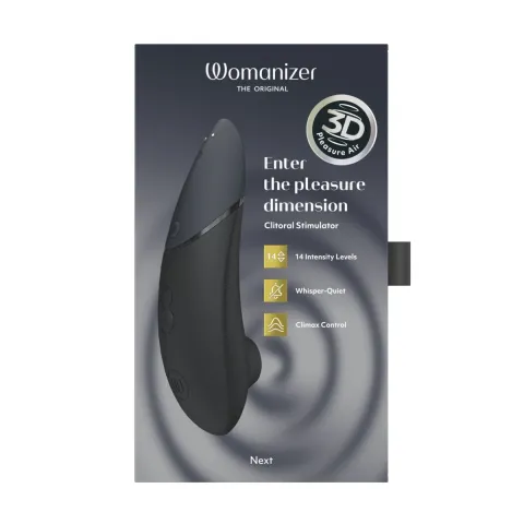 Вакуумный стимулятор клитора Womanizer Next Black, 3D Pleasure Air, 14 уровней интенсивности