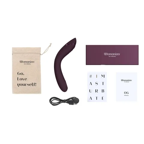 Вакуумный стимулятор для точки G и клитора с вибрацией Womanizer OG Aubergine, 12 уровней, 3 режима