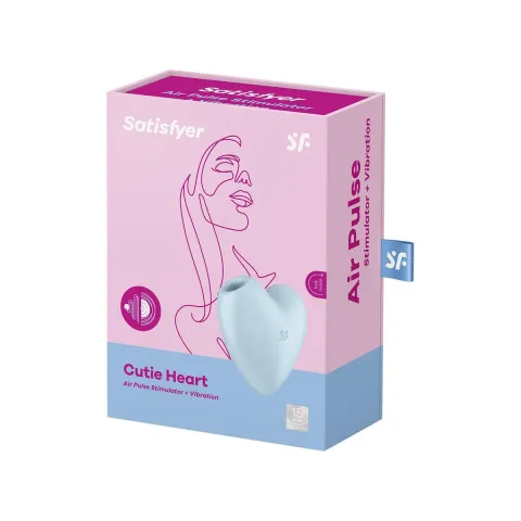 Вакуумный стимулятор в форме сердца с вибрацией Satisfyer Cutie Heart Blue