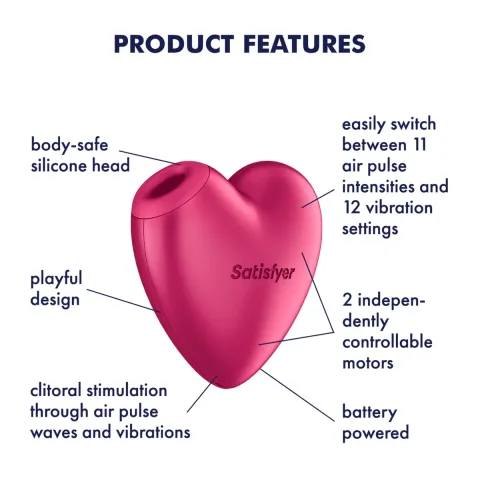Вакуумний стимулятор-серце з вібрацією Satisfyer Cutie Heart Battery Series