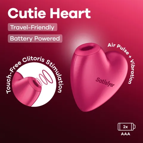 Вакуумний стимулятор-серце з вібрацією Satisfyer Cutie Heart Battery Series