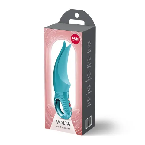 Клиторальный вибратор Fun Factory VOLTA Aquamarine, гибкий двойной наконечник