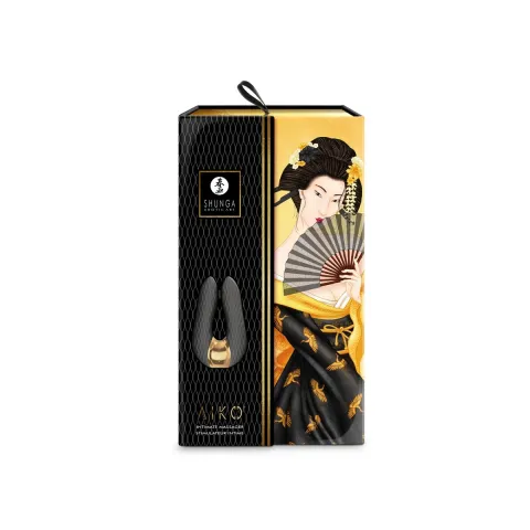 Клиторальный вибратор Shunga Aiko Black, гибкие наконечники