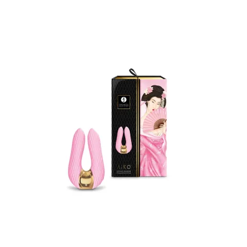 Клиторальный вибратор Shunga Aiko Light Pink, гибкие наконечники