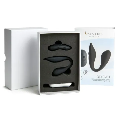 Подвійний вібратор S Pleasures Premium Delight, чорний, для клітора та точки G, 10 режимів