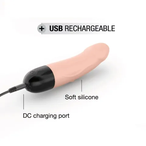 Вибратор Dorcel Real Vibration S Flesh 2.0, диаметр 3,7 см, перезаряжаемый, для точки G