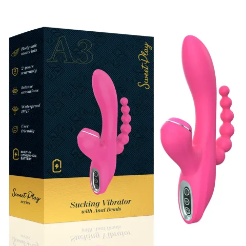 Вібратор - Erospace Sweet Play Sucking Vibrator With Anal Beads A3