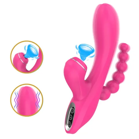 Вібратор - Erospace Sweet Play Sucking Vibrator With Anal Beads A3