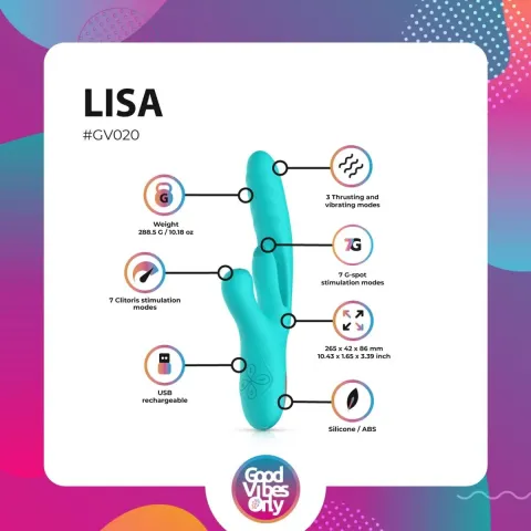 Вибратор-кролик с вагинальным отростком Good Vibes Only — Lisa Thrusting Rabbit Vibrator with G-Spot Stimulator