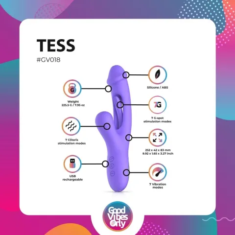 Вибратор-кролик с вагинальным отростком Good Vibes Only — Tess Rabbit Vibrator with G-Spot Stimulator