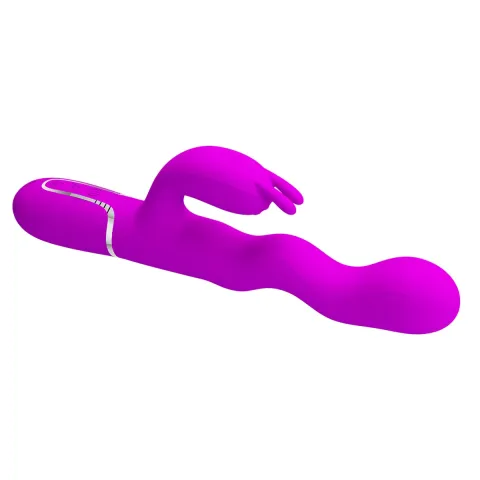 Вибратор-кролик — PRETTY LOVE Laursen Purple, силикон, фиолетовый, 7 режимов вибрации и 4 волны