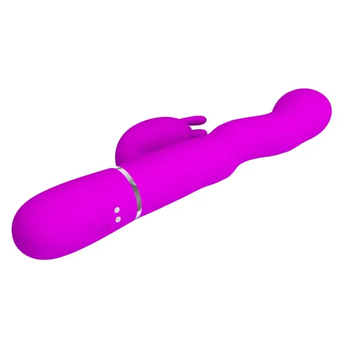 Вибратор-кролик — PRETTY LOVE Laursen Purple, силикон, фиолетовый, 7 режимов вибрации и 4 волны